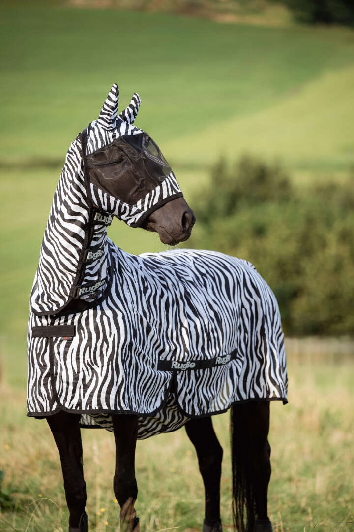 Covalliero Fliegendecke RugBe Zebra mit Halsteil